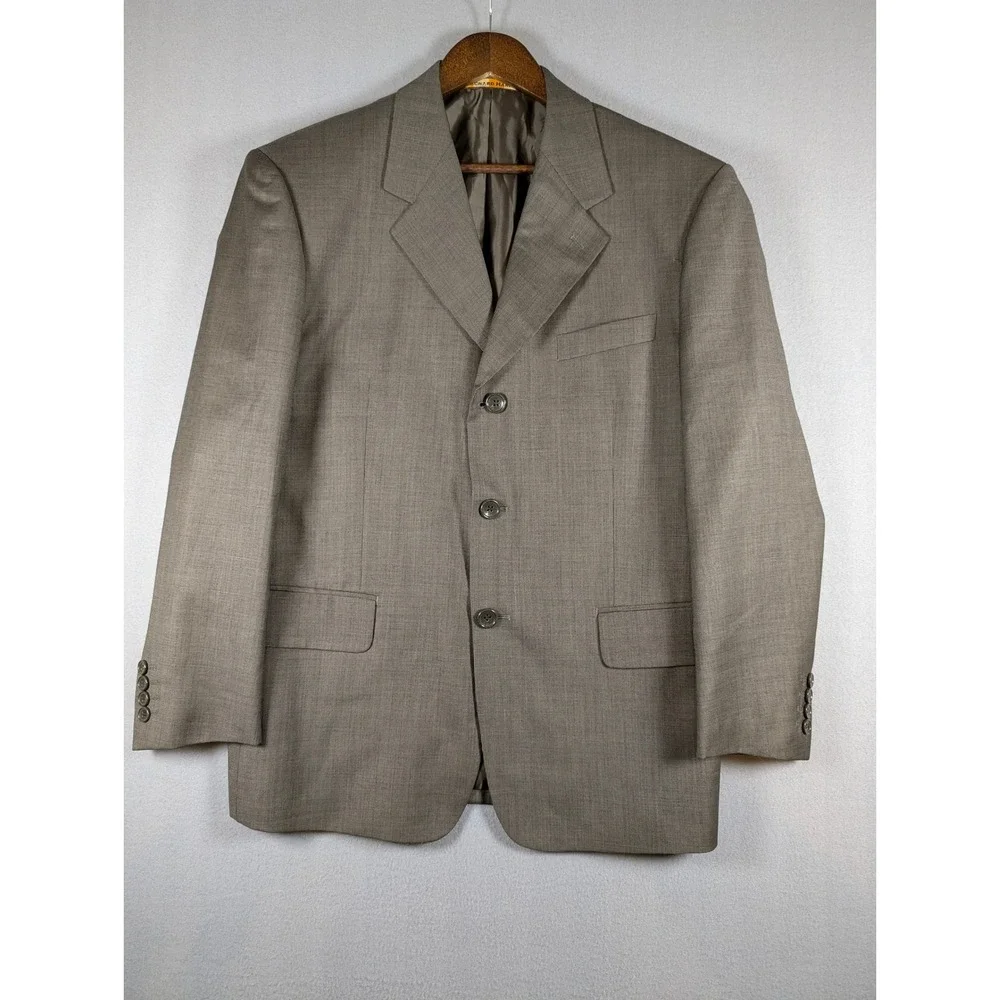 Richard Harris Mens 40S Super Wool 3 Button Blazer Sport Coat Taupe Brown